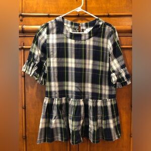 LaRoque Navy tartan plaid top Small